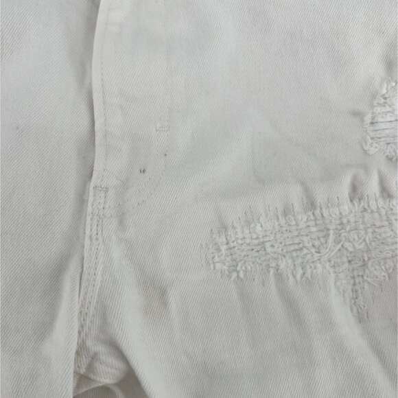Zara Destroyed White Jeans Size 32 Distressed 10" Rise - Picture 9 of 10